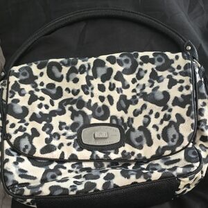 Christian Audigier Black and White Leopard Shoulder Bag